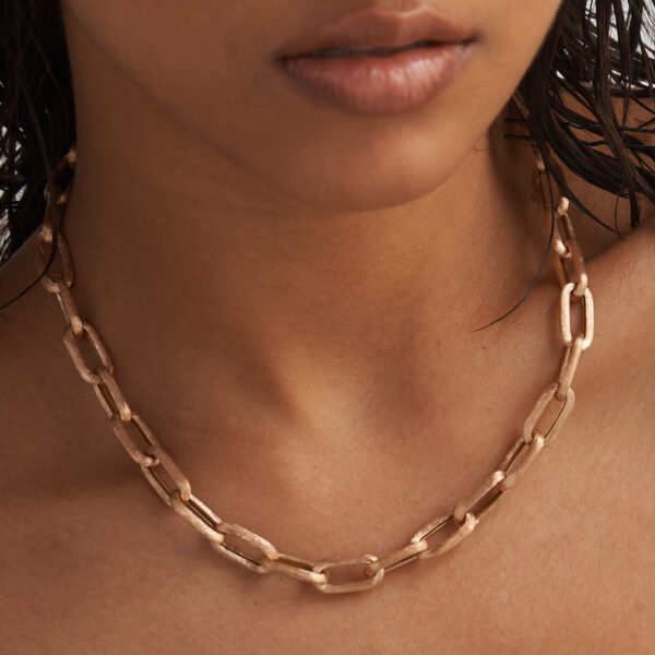 Bold Gold Link Chain Necklace (silk Finish) | Foroworld |