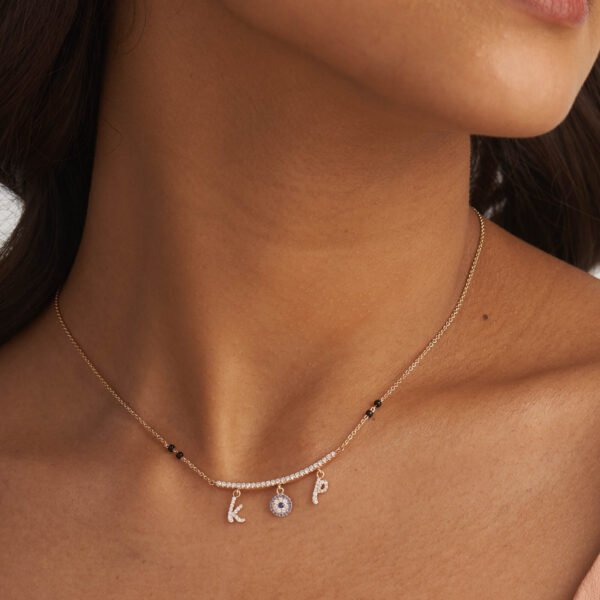 FN488-2.jpg | foroworld | Diamond Charm Mangalsutra Necklace (Curved Bar) Diamond Charm Mangalsutra Necklace (curved Bar) | Foroworld |