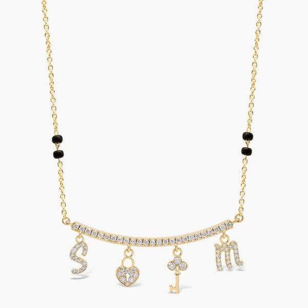 Diamond Charm Mangalsutra  Necklace (curved Bar) | Foroworld |