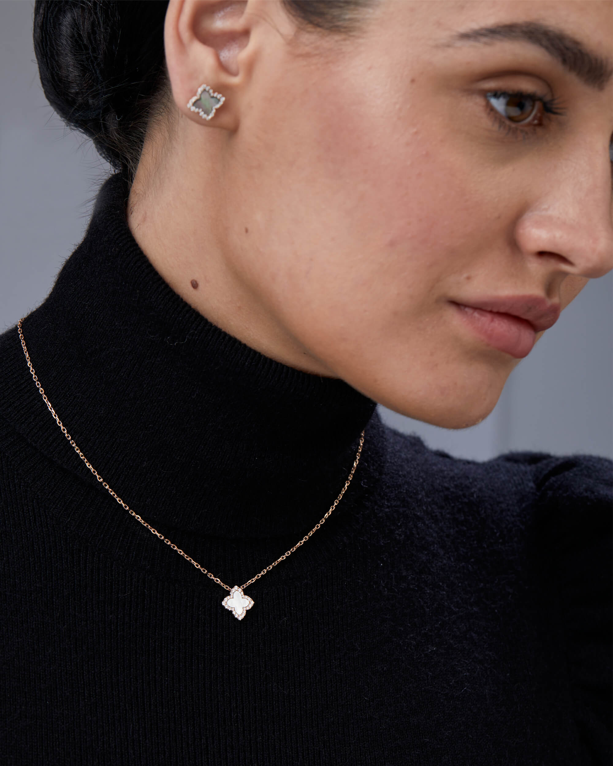 Diamond Frame Bunchberry Necklace (S) (Copy) in Yellow Gold - Foroworld Jewelry